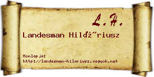 Landesman Hiláriusz névjegykártya